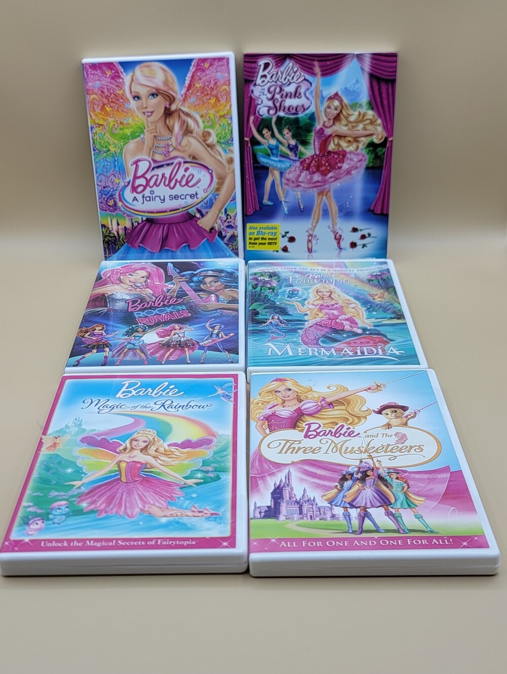 Barbie Cartoon DVD Set Of 6 Movies ** Magic Of The Rainbow ** Rock N Royals **